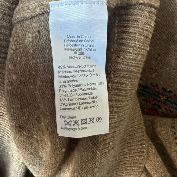 J Crew Nordic Fair Isle Crewneck Sweater Men's XL Merino/Lambswool Blend Brown - Picture 4 of 9